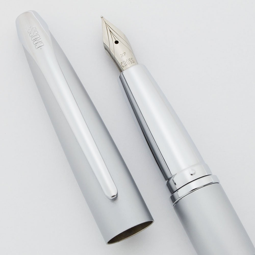 Cross ATX Fountain Pen - Matte Chrome, Steel Trim, Extra Fine Nib